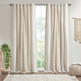 INK+IVY Boho Curtains for Bedroom & Living Room, 100% Cotton Tufted Chenille Stripe Modern Farmhouse Curtains, Light Filtering Drapes, 50" x 95", Ivory INK+IVY
