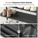 VASAGLE Shoe Rack, 4 Tier Shoe Storage Rack for 9-12 Pairs of Shoes, Shoe Organizer for Entryway, with 3 Fabric Shelves and Wooden Top, Steel Frame, Industrial, Rustic Brown and Black ULBS035B01 VASAGLE