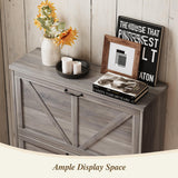 Semiocthome Farmhouse Shoe Storage Cabinet with 2 Flip Drawers, 31.5"(W) Freestanding Shoe Organizer with Barn Door and Metal Handles for Entryway, Corner Rustic Narrow Shoe Rack Cabinet - Washed Gray Semiocthome