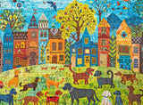Cross & Glory - Colorful Canines: A Dog Park Day - 1000 Piece Folk Art Style Jigsaw Puzzle for Adults | Vibrant City Scene with Playful Pups | Perfect for Dog Lovers Cross & Glory