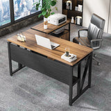 Tribesigns Office Desk with Drawers,55 inches L Shaped Computer Desk with Storage Shelves and Mobile File Cabinet, Executive Desk for Home Office Furniture Sets Tribesigns