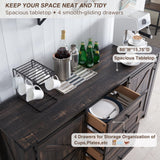 T4TREAM 60-Inch Farmhouse Buffet Cabinet with Sliding Barn Doors and 4 Drawers in Antique White T4TREAM