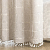 River Dream Farmhouse Linen Textured Shower Curtain with Snap-in Liner Set, No Hooks Needed, with Tassels for Rustic Bathroom Decor,with Window,with Magnets,Linen,71Wx74H River Dream