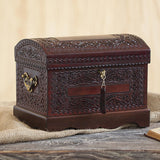 NOVICA Colonial Wood And Leather Jewelry Box, Brown 'Colonial Treasure' NOVICA