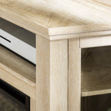 Walker Edison Alcott Classic Glass Door Fireplace Corner TV Stand for TVs up to 55 Inches, 48 Inch, White Oak Walker Edison