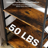 Shintenchi Bookshelf, Arched Bookshelf 5 Tier Bookcase, Tall Bookcase Shelf for CDs/Books, Home Office Bookcase Shelf Storage Organizer, Modern Book Shelf for Bedroom/Living Room, Rustic Brown Shintenchi