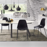 POLY & BARK Isla Modern Kitchen Chairs Set of 4 - Plastic Dining Chair with Metal Legs - Quick Assembly Simple Cafe Chairs Plastic for Indoor or Outdoor - Ebony Black POLY & BARK