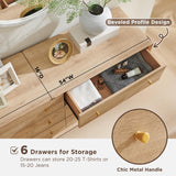 RedLemon 6 Drawer Dresser, 54" Wide Mid Century Modern Chest of Drawers, Beveled Profile Design, Wood Drawer Organizer for Bedroom, Living Room, Hallway, Natural Oak Color RedLemon