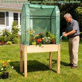 ZSYWODFO Raised Garden Bed with Greenhouse Cover,Elevated Wood Planter Box with Legs & Non-Woven Liner,34" L x18 W x 66" H Indoor Outdoor Gardening Bed for Vegetables, Herbs, Flowers ZSYWODFO