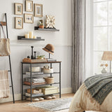 VASAGLE Shoe Rack, 4 Tier Shoe Storage Rack for 9-12 Pairs of Shoes, Shoe Organizer for Entryway, with 3 Fabric Shelves and Wooden Top, Steel Frame, Industrial, Rustic Brown and Black ULBS035B01 VASAGLE