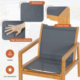 Greesum 4 Piece Furniture Outdoor Acacia Wood Chair with Ottoman for Porch, Balcony, Deck, Patio, Backyard, Gray Greesum