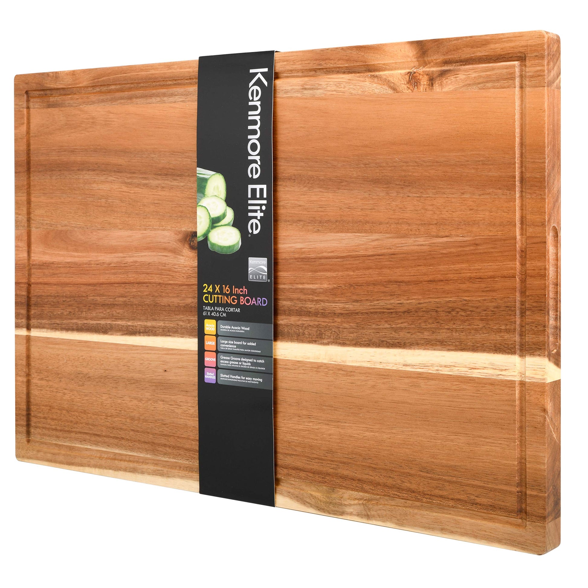 Kenmore Kenosha Heavy Duty Acacia Wood Extra Large Cutting Board W/Juice Grove, 24x16-inch - WoodArtSupply