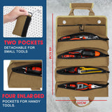 BAQRAXIA Tool Bag, Roll Up Small Tools Box Storage, Tool Gifts for Men Dad Husband Grandpa Him Birthday, Heavy Duty Tool Organizer with 2 Detachable Tool Pouch BAQRAXIA