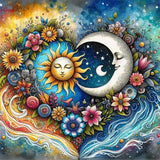 Ekuxom Sun and Moon Diamond Painting Kits for Adults, 5D Diamond Art Kits for Adults Beginners, DIY Diamond Dot Gem Art for Crafts Home Wall Decor Gift 12x12inch Ekuxom