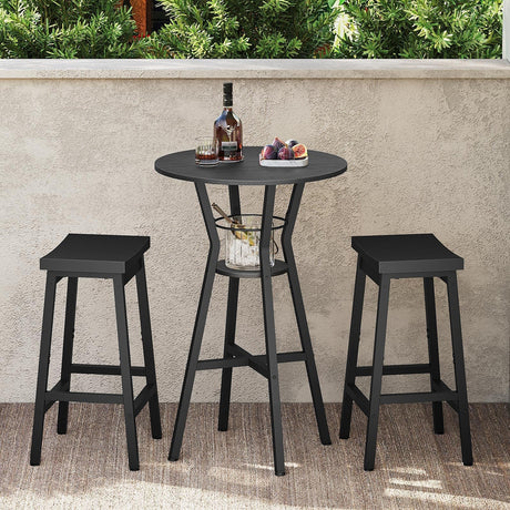 YATINEY Bar Table, 2-Tier Round High Top Table, Pub Table, Home Bar Counter Height, Bistro Tables, for Kitchen, Living Room, Meeting Room, Pub, Black BT03BB YATINEY