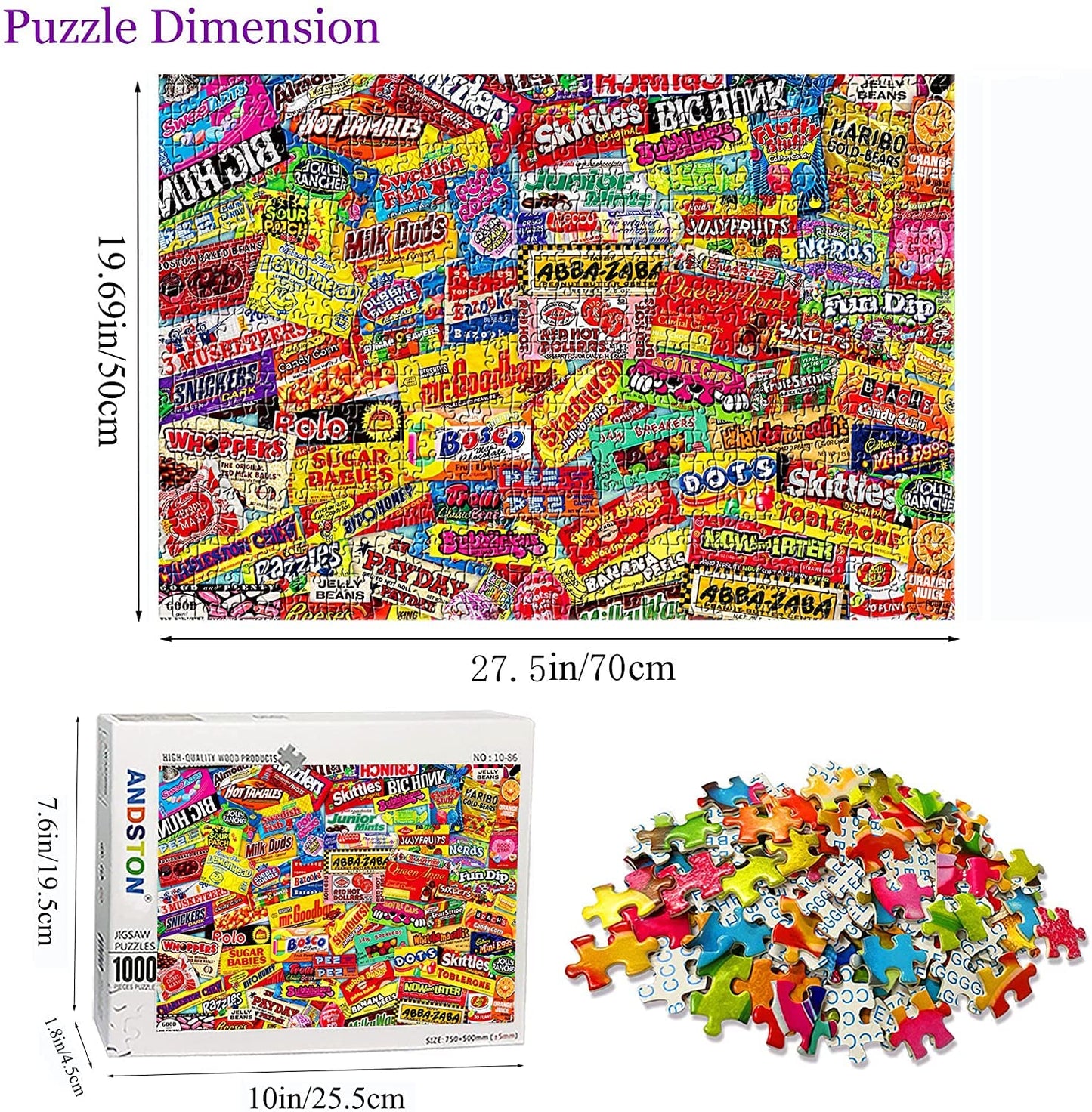 YINSHENG Jigsaw Puzzles for Adults 1000 Piece Puzzle for Adults 1000 Piece - Crazy Candy - Jigsaws Puzzles 1000 Piece For Adults Kids Educational Game Toys Gift for Home Wall Decoration (27.6"x 19.7")