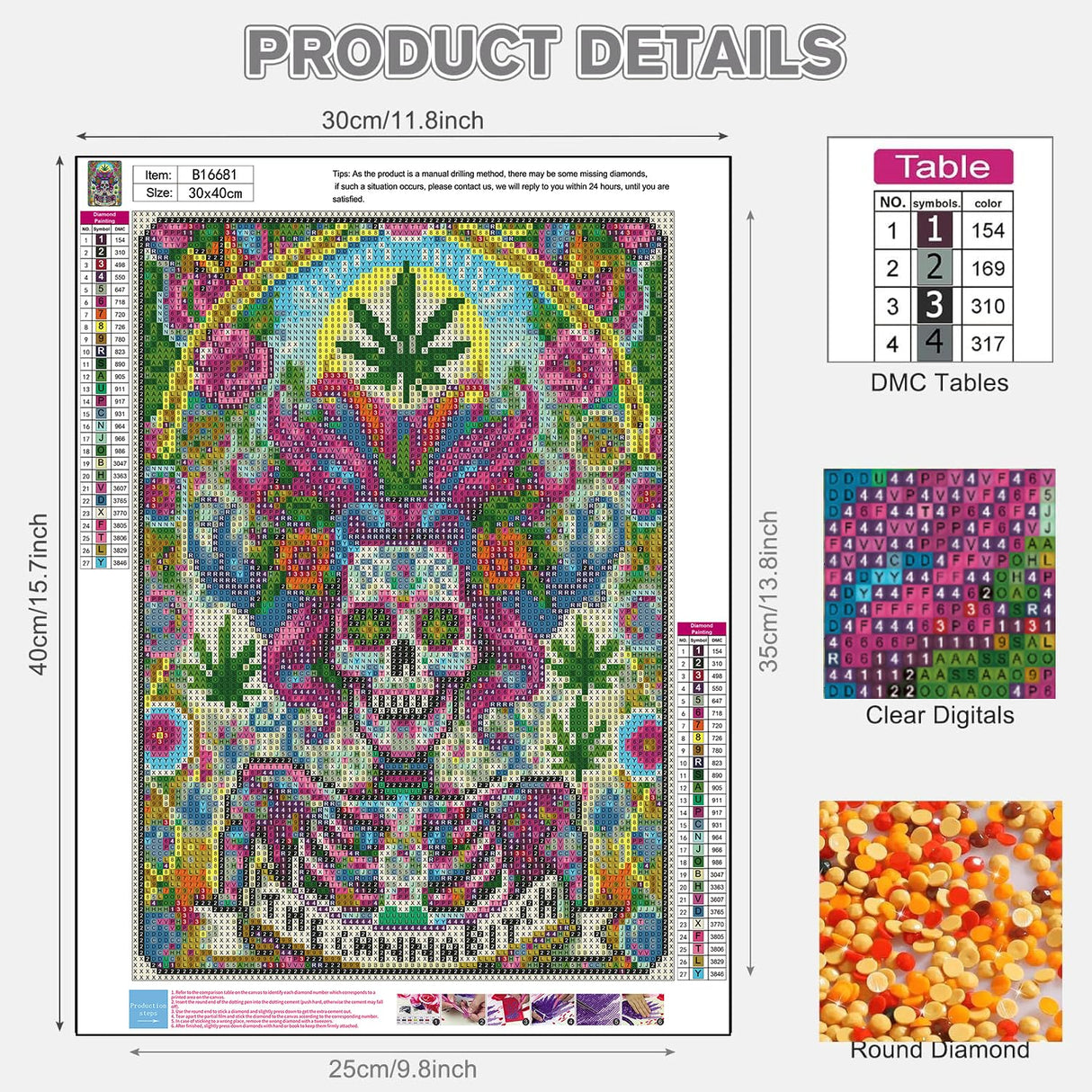 NEGEKFKX Halloween Skull Diamond Art Kits for Adults Beginners,Horror Skeleton Diamond Painting Kits for Adults,5D Full Drill DIY Diamond Dot Gem Art Kit Wall Home Decor Arts Craft 16x12 inch NEGEKFKX