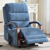 Trustyue Dual Motor Power Lift Recliner Chair, Lift Chair with Massage and Heat for Elderly, Lay Flat Recliner, Standing Assistance, Infinite Position Reclining, Living Room Chair, Chenille, Blue Trustyue