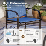 SUNSHINE VALLEY Patio Dining Set for 8, 60" x 60" Square Metal Table with Umbrella Hole, 8 x Stable Dining Chairs, Outdoor Table and Chairs Set for Lawn Backyard and Deck, Blue SUNSHINE VALLEY