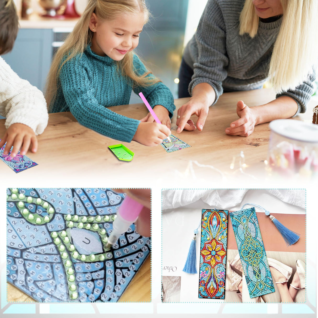 SEREDH 12 Pcs DIY Celtic Diamond Art Bookmarks Kit: 12 Unique Bible-Themed Designs, Acrylic Dotz, Rhinestone Bookmarks with Tassels SEREDH