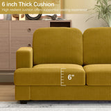 WiberWi 87 inch Couches for Living Room, Comfy 3 Seater Sofa with Deep Seat, Modern Corduroy Couch with Wide Armrests, Upholstered Backrests with Removable Cover, Mustard WiberWi