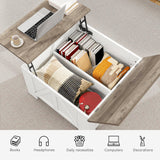 YITAHOME Farmhouse Lift Top Coffee Table with Storage, Wood Square Center Table with Charging Station & USB Ports and Hidden Compartment Coffee Tables for Living Room Bedroom, Home Office, White YITAHOME