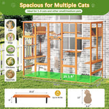 104" L Catio Outdoor Cat Enclosure Window, Wooden Walk-in Expandable Outdoor Large Cat Cattery for Multiple Kitties, Weatherpoof, Orange COZIVVOVV