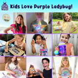 PURPLE LADYBUG Decorate Your Own Wooden Mirror & Brush Set - DIY Craft Kit for Girls Ages 4-8 8-12 with Glitter Glue, Beads, Gems, Butterflies, Ribbons - Birthday Gift for Girls 4 5 6 7 8 9 10 11 12 PURPLE LADYBUG