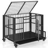 Polar Aurora Heavy Duty Dog Crate, Foldable Indestructible Dog Kennel, Escape Proof Extra Large Dog Cage with Lockable Wheels, High Anxiety Pet Playpen with Double Door for Indoor/Outdoor Use. (43in) Polar Aurora
