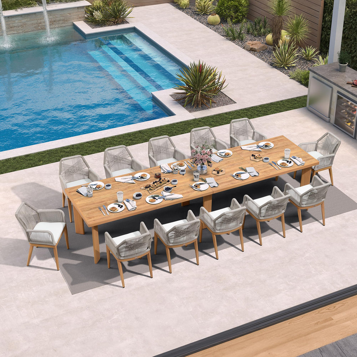 PURPLE LEAF Patio Dining Chair Set 2 Pieces Metal Modern Furniture Seating for Garden Kitchen Porch Outdoor Rattan Dining Chairs with Armrests and Cushions, Teak PURPLE LEAF