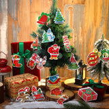 Hungdao 64 Pcs Diamond Art Christmas Ornaments Kits Christmas Crafts for Adults Diamond Gem Art Winter Hanging Ornaments 5d DIY Painting Keychains Xmas Crystal Tree Snowman Home Decor(Classic Red) Hungdao