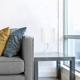 Simple Designs LT2066-WOW 14" Down to the Wire Metal Table Lamp with Fabric Shade, White with White Shade Simple Designs