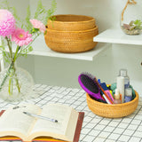 CLAYNIX Woven Fruit Basket For Holder Bowl Decorative Bread Vegetable, Serving Bowl Set of 3 For Organizing Kitchen Natural Rattan Picnic Basket Round Stackable (Natural) CLAYNIX