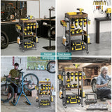 Famyards Power Tool Organizer with Wheels Tool Holder Drill Rack Shelf Rolling Cart Tool Box Utility Cart for Garage, Workshop Famyards