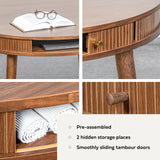 WERMO 47'' Round Dining Table for 4 People - Pre Assembled Round Kitchen Table with 2 Hidden Storages. Modern Dining Table, Round Wood Dining Table, Circle Dining Table, Modern Round Table (Walnut) WERMO