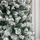 HOMCOM 9' Tall Unlit Snow-Flocked Slim Artificial Christmas Tree with Realistic Branches and 1014 Tips HOMCOM