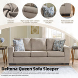 Signature Design by Ashley Deltona Contemporary 2-in-1 Sofa Sleeper with Folding Gel Memory Foam Mattress and 2 Accent Pillows, Queen, Beige Signature Design by Ashley