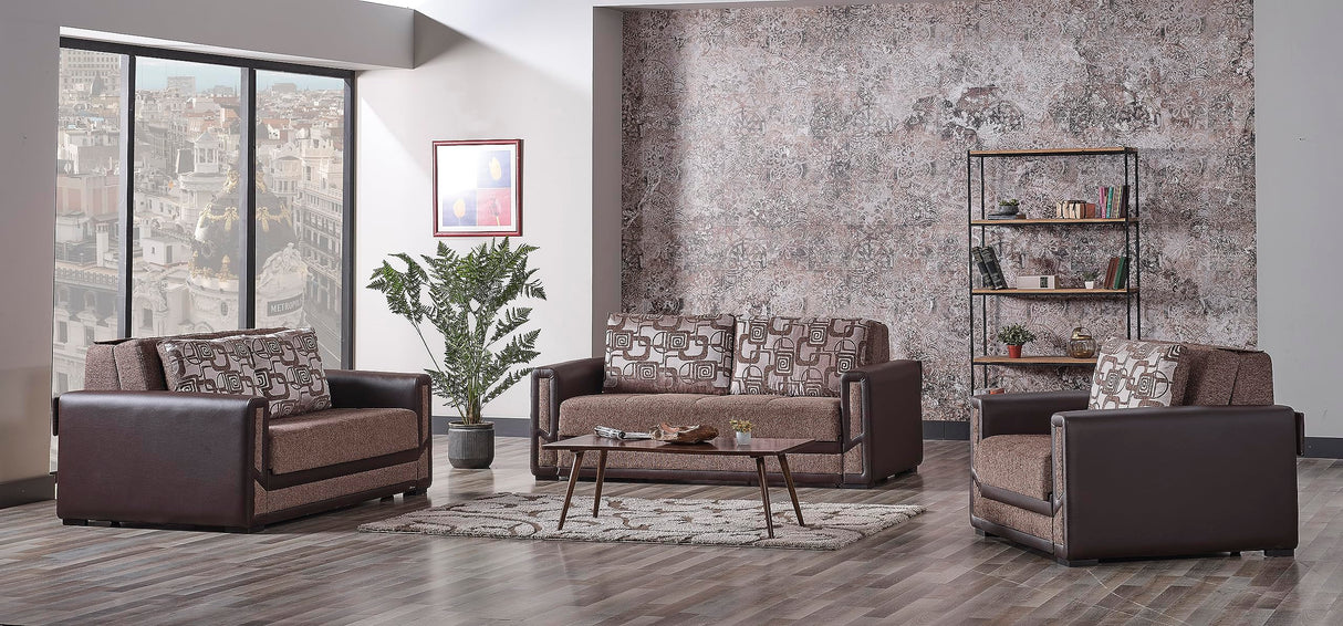 Sweet Home Stores 78" Pull Out Bed with Storage, Firm, Fabric, 650 lbs Capacity, Sleeper Sofa, Futon for Living Room or Home Office Convertible Couch, Brown Sweet Home Stores