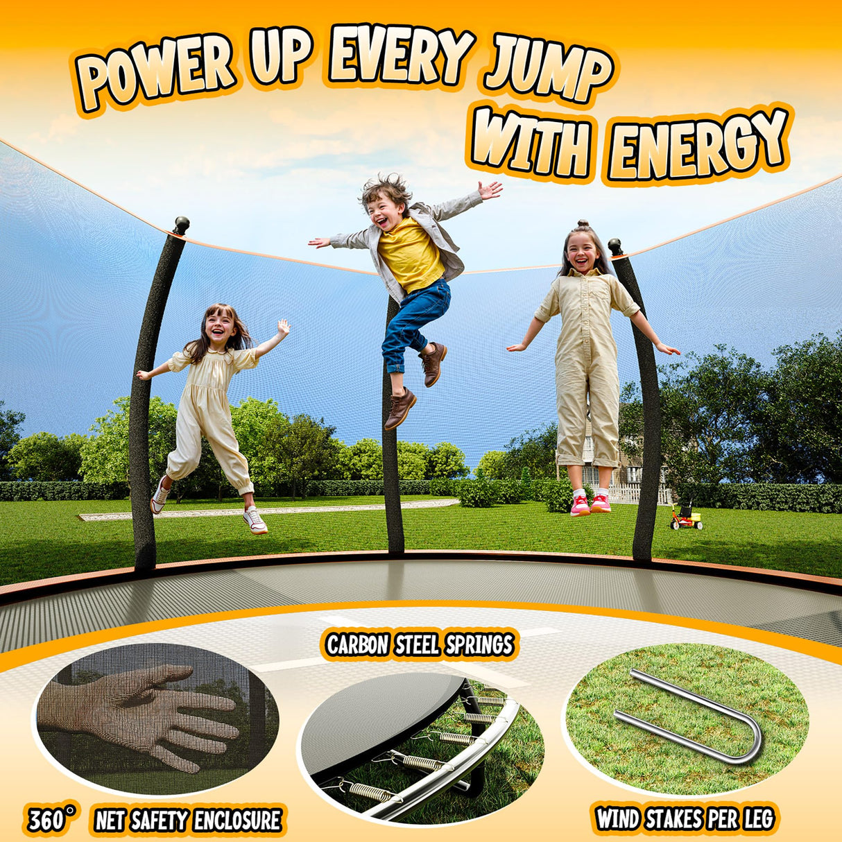 YUMPIE 8FT 10FT 12FT 14FT 16FT Trampoline with Pop-up Quick Connector, Trampoline Outdoor with Enclosure and Ladder, ASTM Approval for Kids and Adults YUMPIE