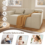 Small Modern Loveseat Sofa, Hybrid Sofa Couch in a Box, No Assembly Needed, Sleeper Sofa with 2 Pillows, Cat-Scratch Resistant Linen,Small Sofa for for Small Space, Living Room, Bedroom,Beige PurrJoys