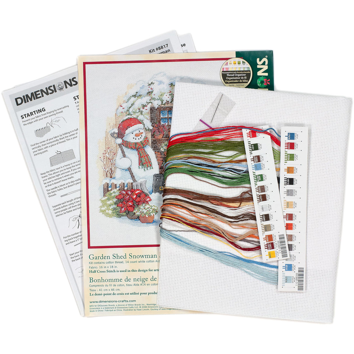 Dimensions Counted Cross Stitch Kit 'Garden Shed Snowman' 14 Count White Aida, 12'' x 14'' Dimensions