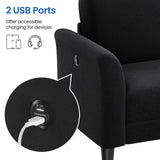 Yaheetech 67" W Fabric Sofa Couch 2 Seater Loveseat Sofa with USB Charging Ports Upholstered Sofa Living Room Office Bedroom, Black Yaheetech