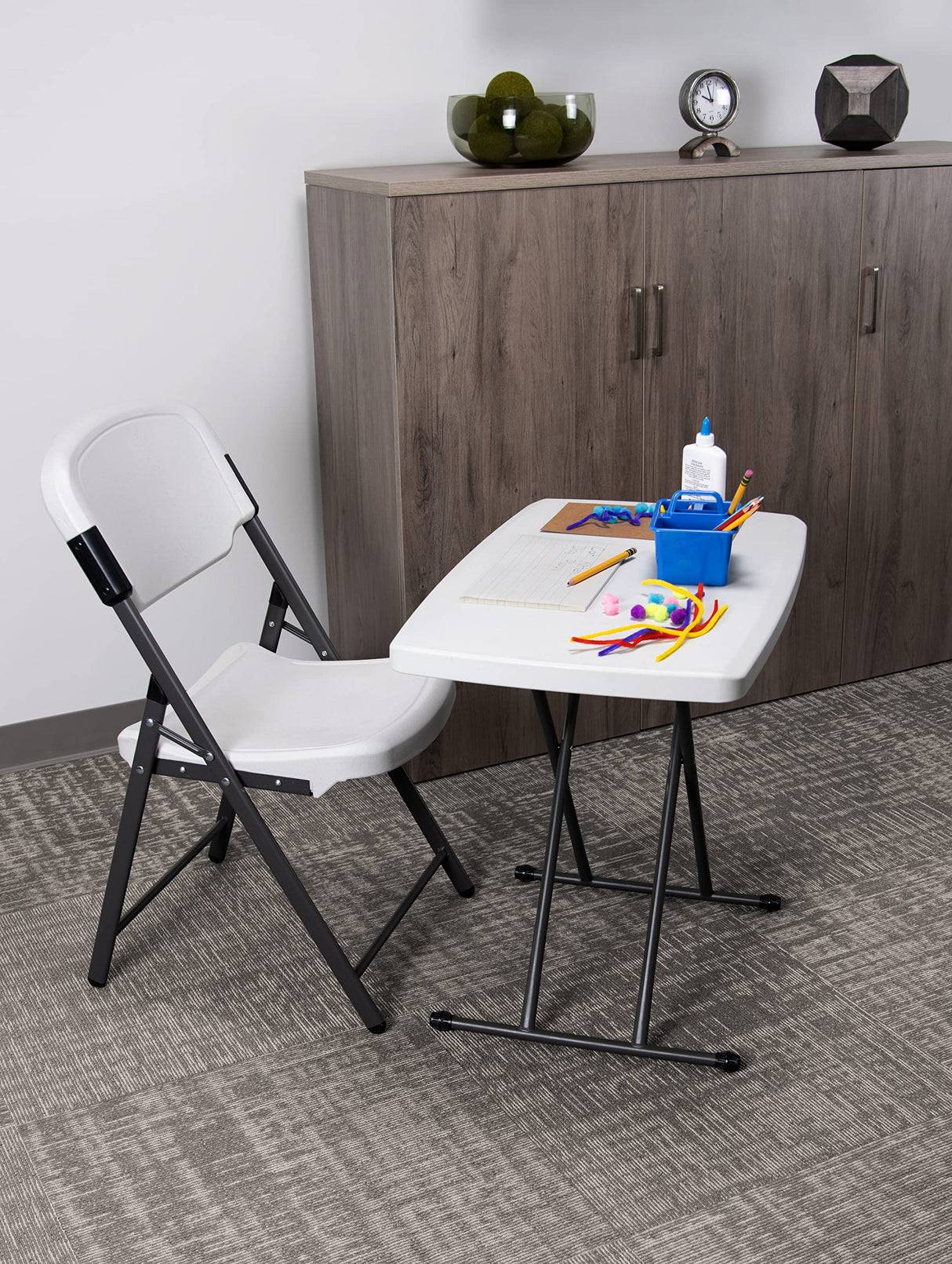 Iceberg Small Camping Personal Folding Table, Heavy Duty Utility Table, Adjustable Height, Platinum, 19.5” L x 30” W x 28" H Iceberg