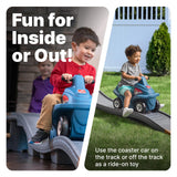 Step2 Up & Down Roller Coaster Kids Ride On Toy, Push Car, Indoor/Outdoor Playset, Made of Durable Plastic, Max Weight 50 lbs., for Toddlers 2-5 Years Old, Gray & Blue Step2