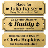 Personalized Name Plates, Solid Brass Engraved Plaque, Trophy Plates Engraved, Custom Name Plate with Adhesive Backing or Screws, 3" W x 1" H Caramel Sweet Life
