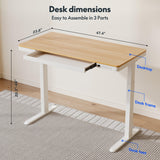 FLEXISPOT Comhar Electric Standing Desk with Drawers Charging USB Port, Height Adjustable 48" Whole-Piece Quick Install Home Office Computer Laptop Table with Storage (Maple Top + White Frame) FLEXISPOT