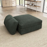 HONBAY Ottoman Module for Corduroy Modular Sectional Sofa with a Back Cushion, Storage Square Ottoman Bench for Living Room, Green HONBAY
