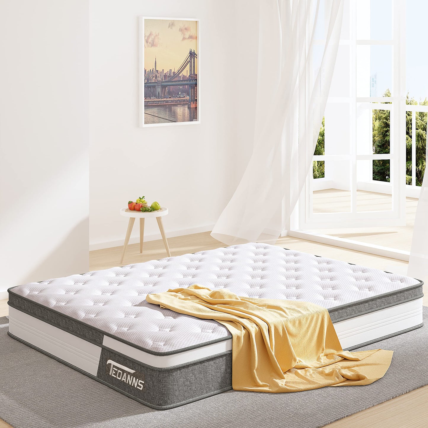 Teoanns King Size Mattress, 14 Inch Medium Firm King Mattress in a Box, Hybrid Mattress King Size for Pressure Relief & Supportive, CertiPUR-US, 100 Nights Trial