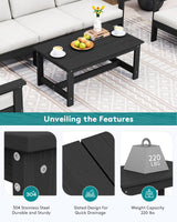 SERWALL HDPE Patio Coffee Table for Balcony, Deck, Black SERWALL