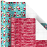 Hallmark Kids Christmas Wrapping Paper Rolls with Cutlines on Reverse (6 Rolls: 180 Sq. Ft. Total) Snowman, Snowflakes, Penguins, Santa Claus Hallmark